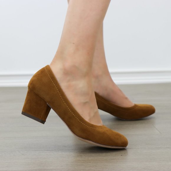 Vintage look chunky heel round toe pumps - Picture 6 of 7